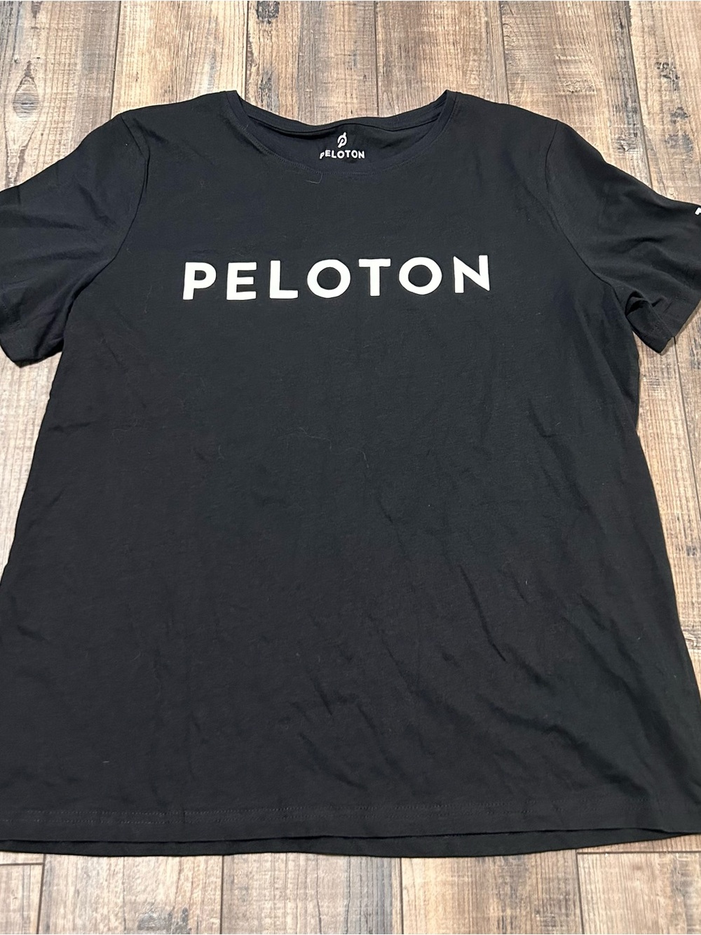 Peloton Womens XL Shirt Black Spellout Short Sleeve Crew Neck Century 100